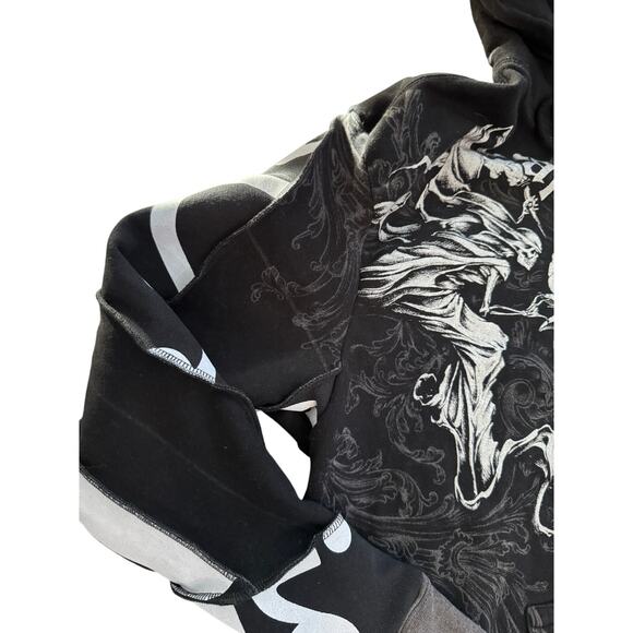 Affliction Jump Upcycled Black Hoodie Size S-M | SAME DAY SHIP | NEXT DAY SHIP - Picture 7 of 13